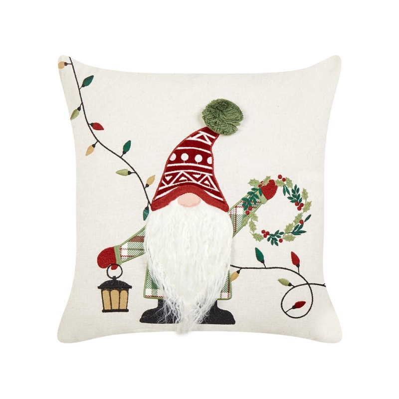 Zestaw 2 poduszek dekoracyjnych GNOME Bawełna 45 x 45 cm Biały Wzór świąteczny