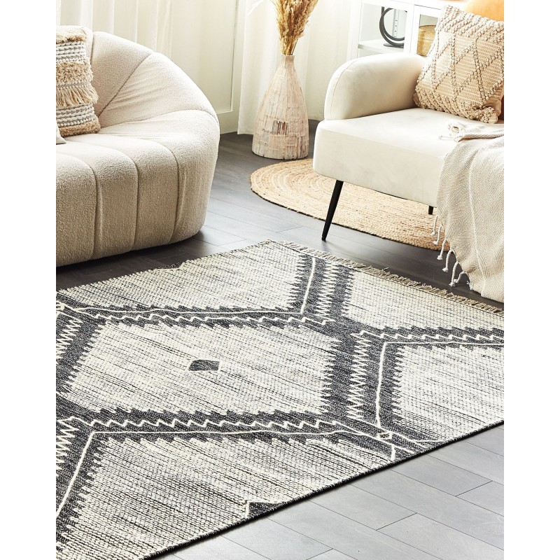 Dywan bawełniany 160 x 230 cm biało-czarny ARBAA