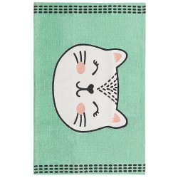 Dywan dziecięcy bawełniany koci wzór 60 x 90 cm zielony HOWRAH