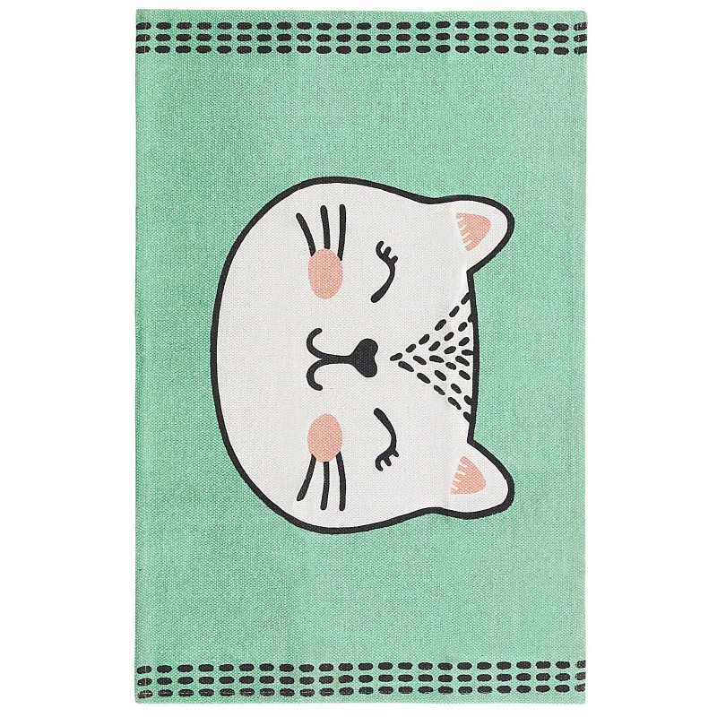 Dywan dziecięcy bawełniany koci wzór 60 x 90 cm zielony HOWRAH