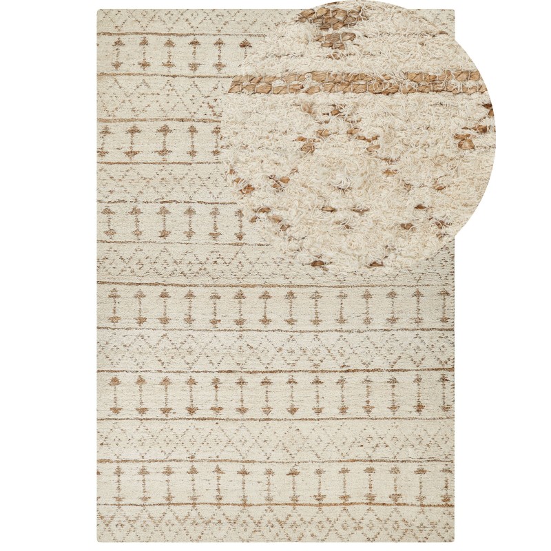 Dywan z tkaniny konopnej 200 x 300 cm beżowy SANAO