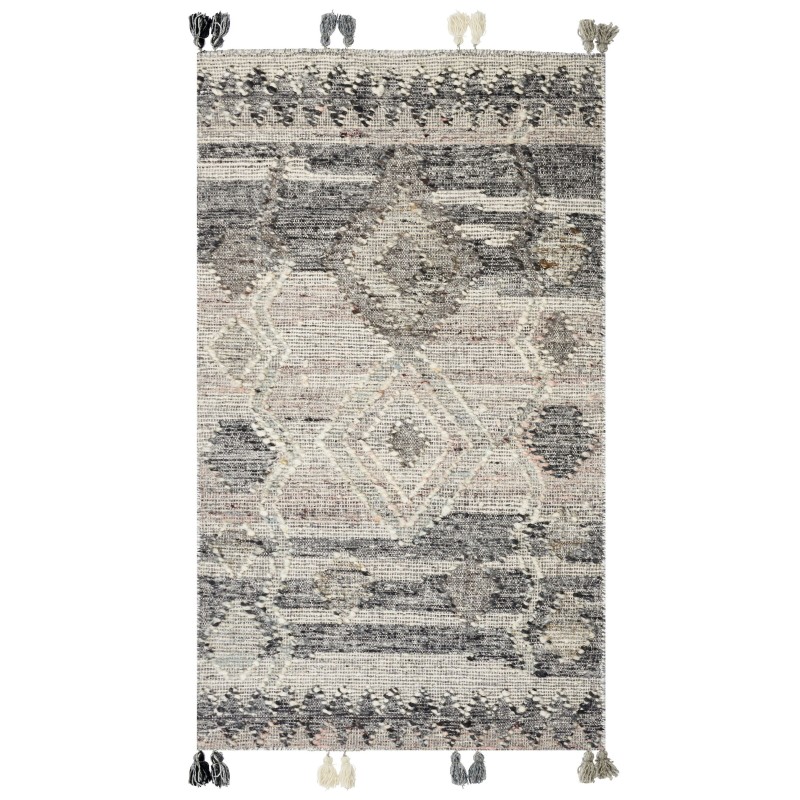 Dywan wełniany kilim 80 x 150 cm szary ARATASHEN