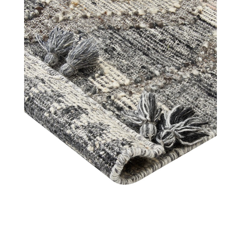 Dywan wełniany kilim 80 x 150 cm szary ARATASHEN