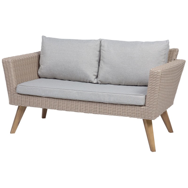 Zestaw ogrodowy ze stolikiem dla 4 osób VITTORIA Technorattan Szary