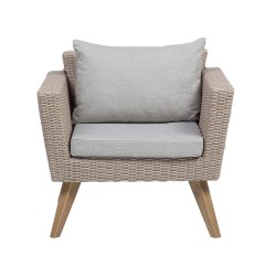 Zestaw ogrodowy ze stolikiem dla 4 osób VITTORIA Technorattan Szary