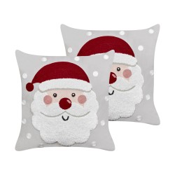 2 poduszki welurowe motyw świąteczny 45 x 45 cm szare SWEETENER