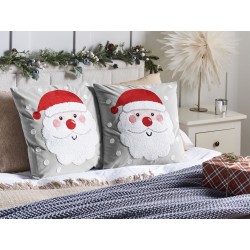 2 poduszki welurowe motyw świąteczny 45 x 45 cm szare SWEETENER