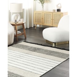 Dywan wełniany 140 x 200 cm beżowo-czarny YAZLIK