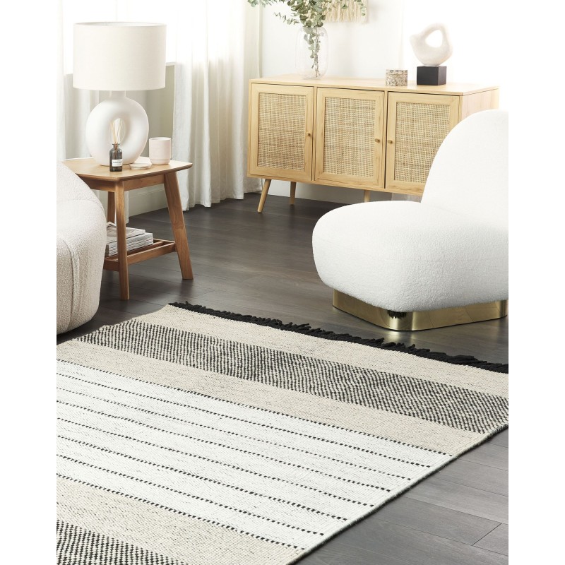 Dywan wełniany 140 x 200 cm beżowo-czarny YAZLIK