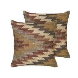 Zestaw 2 poduszek dekoracyjnych DEEPOR Juta 45 x 45 cm Kolorowy Wzór orientalny
