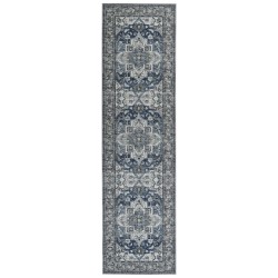 Dywan 80 x 300 cm szary z niebieskim KOTTAR