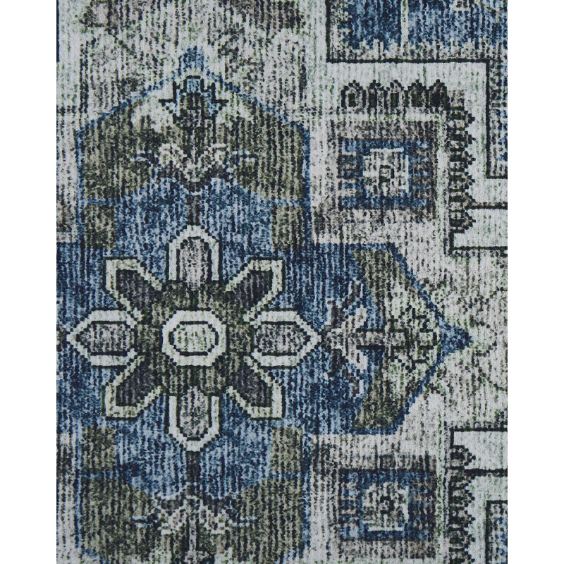 Dywan 80 x 300 cm szary z niebieskim KOTTAR