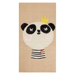 Dywan dziecięcy bawełniany motyw pandy 80 x 150 cm beżowy BUNAN