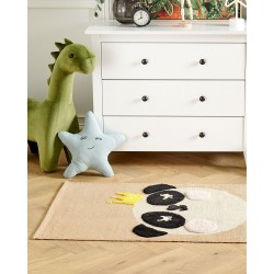 Dywan dziecięcy bawełniany motyw pandy 80 x 150 cm beżowy BUNAN