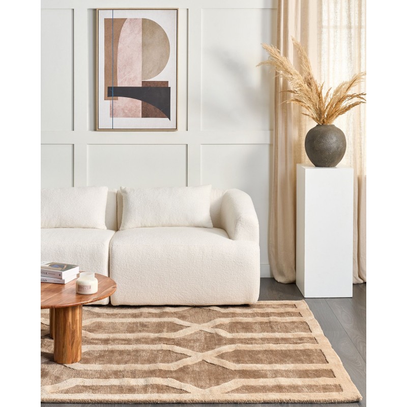 Dywan z wiskozy 160 x 230 cm beżowo-brązowy MAHRIN