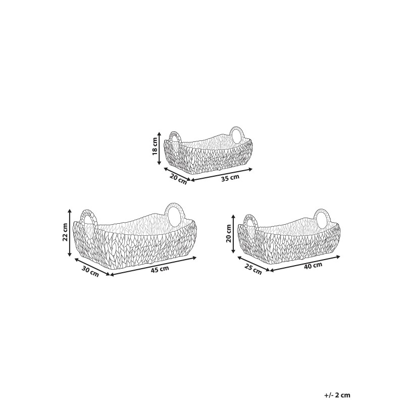 Zestaw 3 koszy CAMPHA Plecionka Naturalny