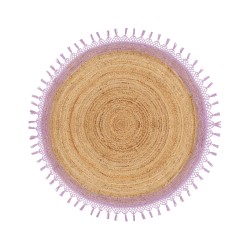Dywan okrągły z juty ⌀ 140 cm beżowy z purpurowym MARTS