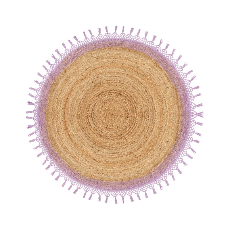 Dywan okrągły z juty ⌀ 140 cm beżowy z purpurowym MARTS