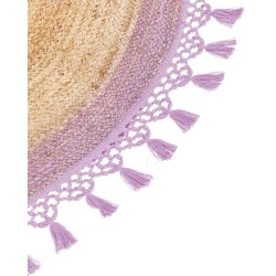 Dywan okrągły z juty ⌀ 140 cm beżowy z purpurowym MARTS