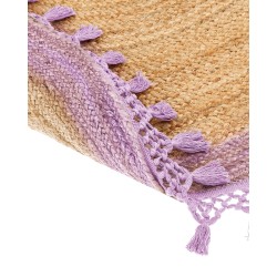 Dywan okrągły z juty ⌀ 140 cm beżowy z purpurowym MARTS