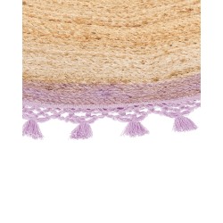Dywan okrągły z juty ⌀ 140 cm beżowy z purpurowym MARTS