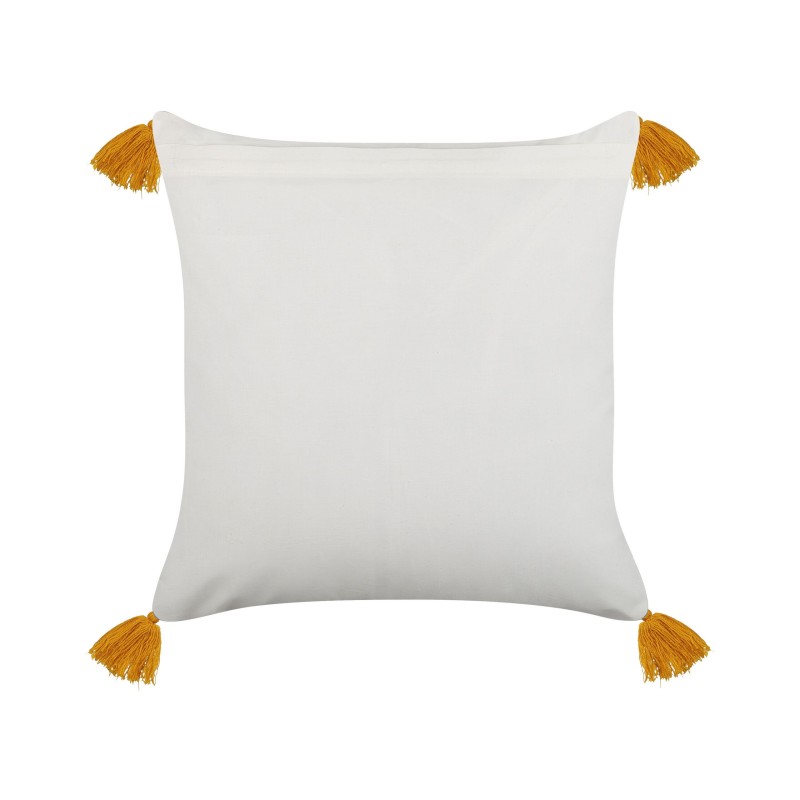 Poduszka dekoracyjna BILOBA Bawełna 45 x 45 cm Żółty Wzór kwiatowy