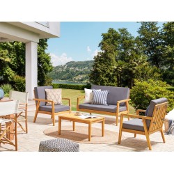Zestaw ogrodowy ze stolikiem dla 4 osób PALLANO Drewno akacjowe Ciemnoszary