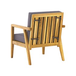 Zestaw ogrodowy ze stolikiem dla 4 osób PALLANO Drewno akacjowe Ciemnoszary