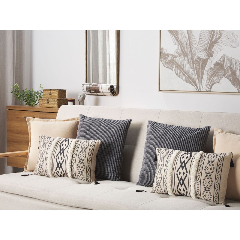 Zestaw 2 poduszek dekoracyjnych PULMONARIA 30 x 50 cm Beżowy Wzór geometryczny