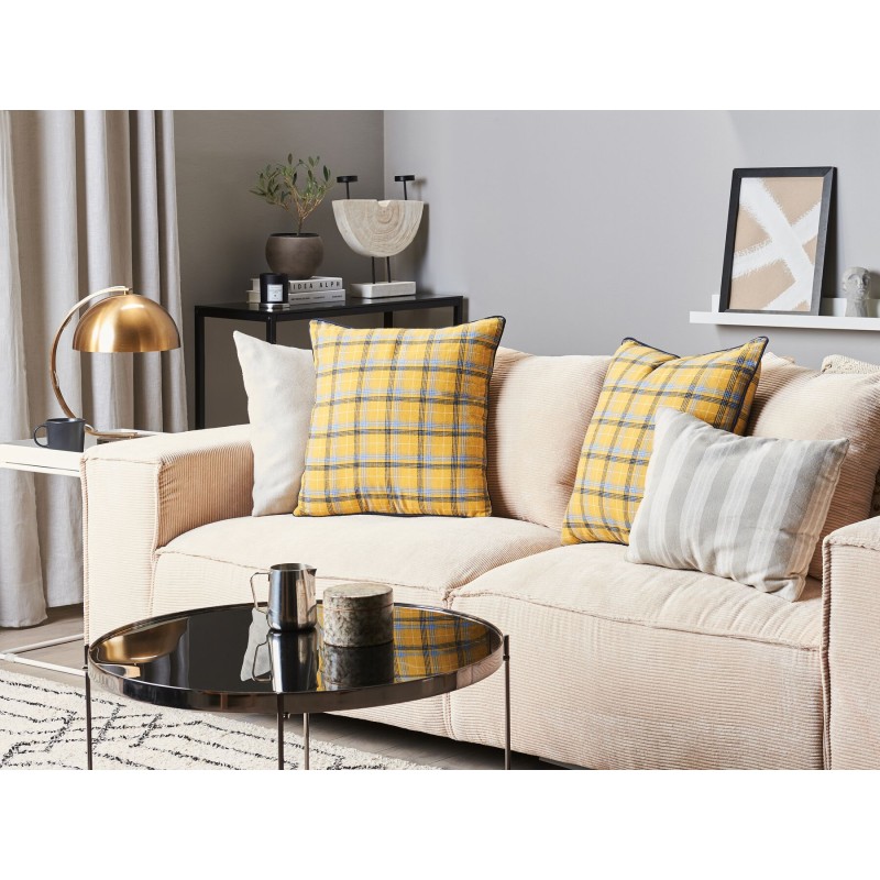 Zestaw 2 poduszek dekoracyjnych DICENTRA 45 x 45 cm Żółty W kratkę