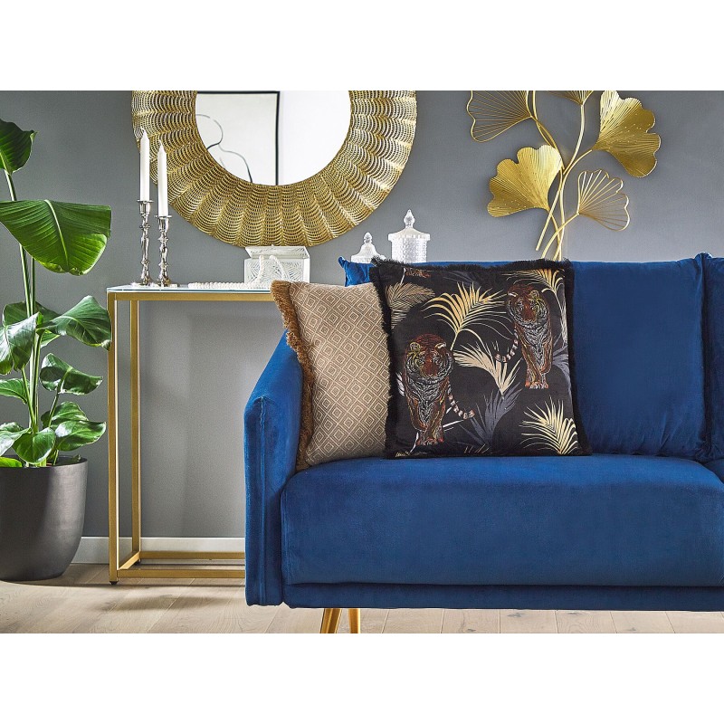 Zestaw 2 poduszek dekoracyjnych RAMTEK Welur 45 x 45 cm Czarny Wzór zwierzęcy