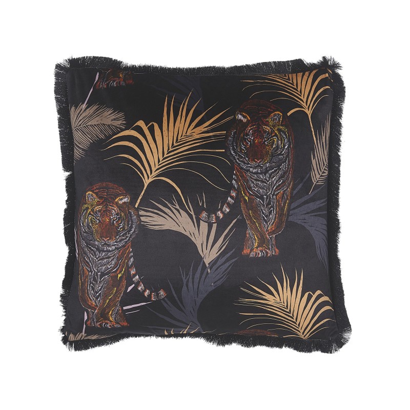 Zestaw 2 poduszek dekoracyjnych RAMTEK Welur 45 x 45 cm Czarny Wzór zwierzęcy