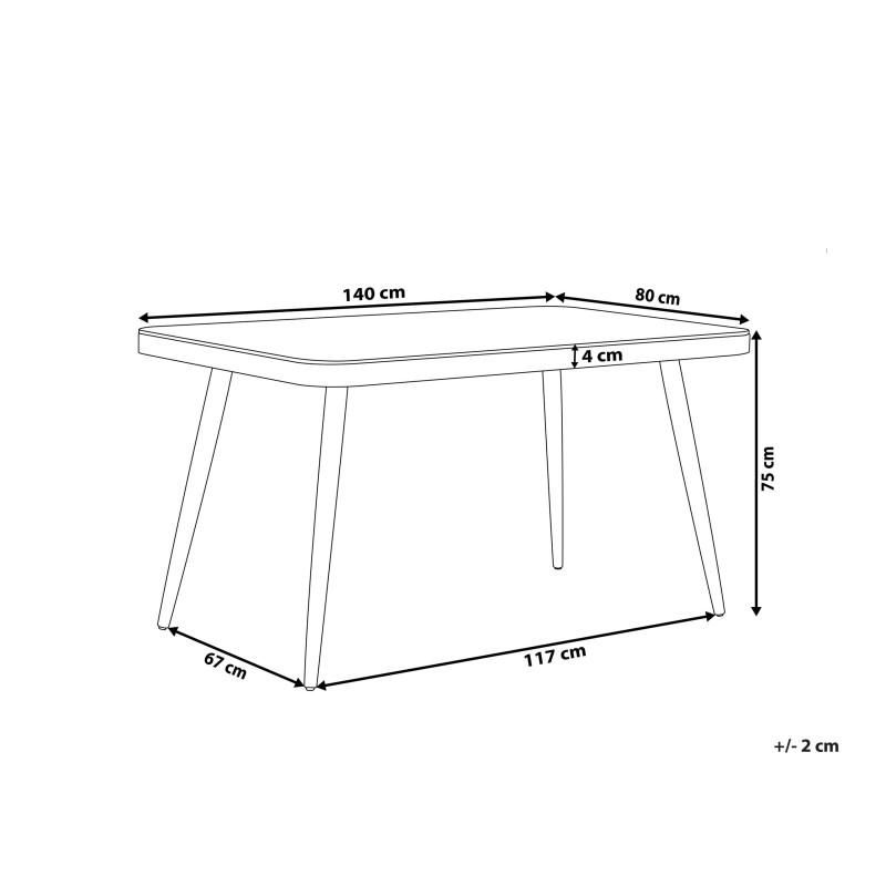 Stół ogrodowy LIPARI 140 cm 80 cm Szkło Szary