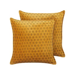 Zestaw 2 poduszek dekoracyjnych RAPIS Welur 45 x 45 cm Żółty Wzór geometryczny