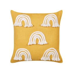 2 bawełniane poduszki dekoracyjne motyw tęczy 45 x 45 cm żółte LEEA
