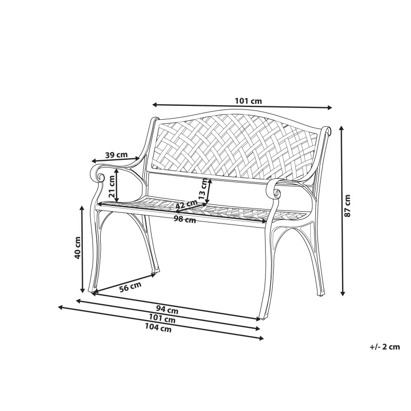 Ławka ogrodowa STAGGIA 104 cm Metal Brązowy