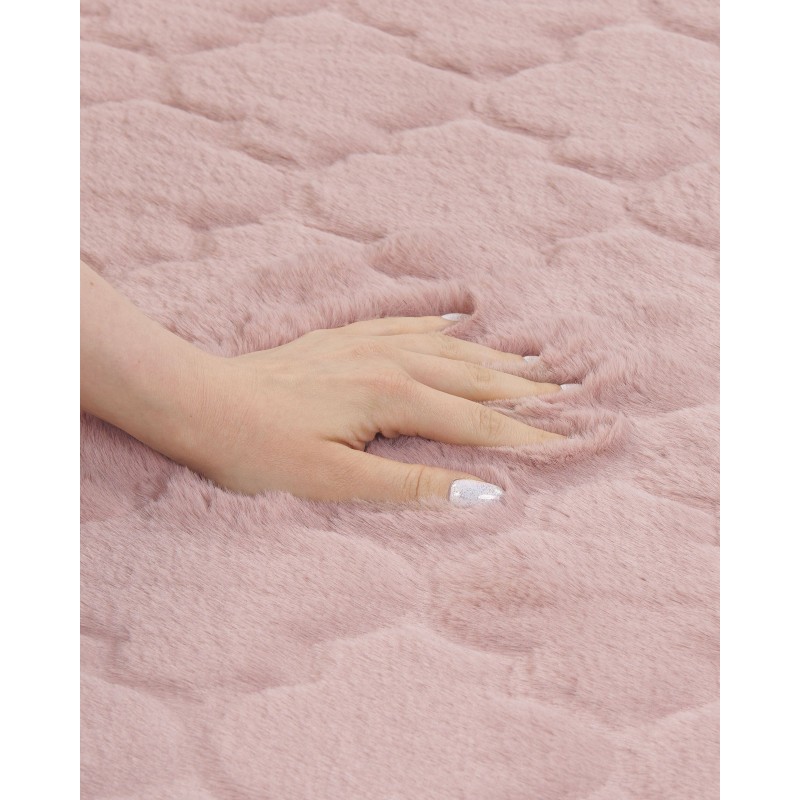 Dywan sztuczne futro królika 160 x 230 cm różowy GHARO