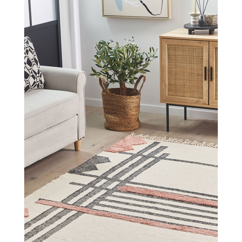 Dywan bawełniany 160 x 230 cm beżowo-czarny MURADIYE