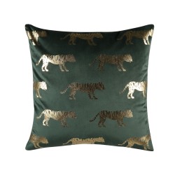 Zestaw 2 poduszek dekoracyjnych BLUEBELL Welur 45 x 45 cm Ciemnozielony Wzór zwierzęcy