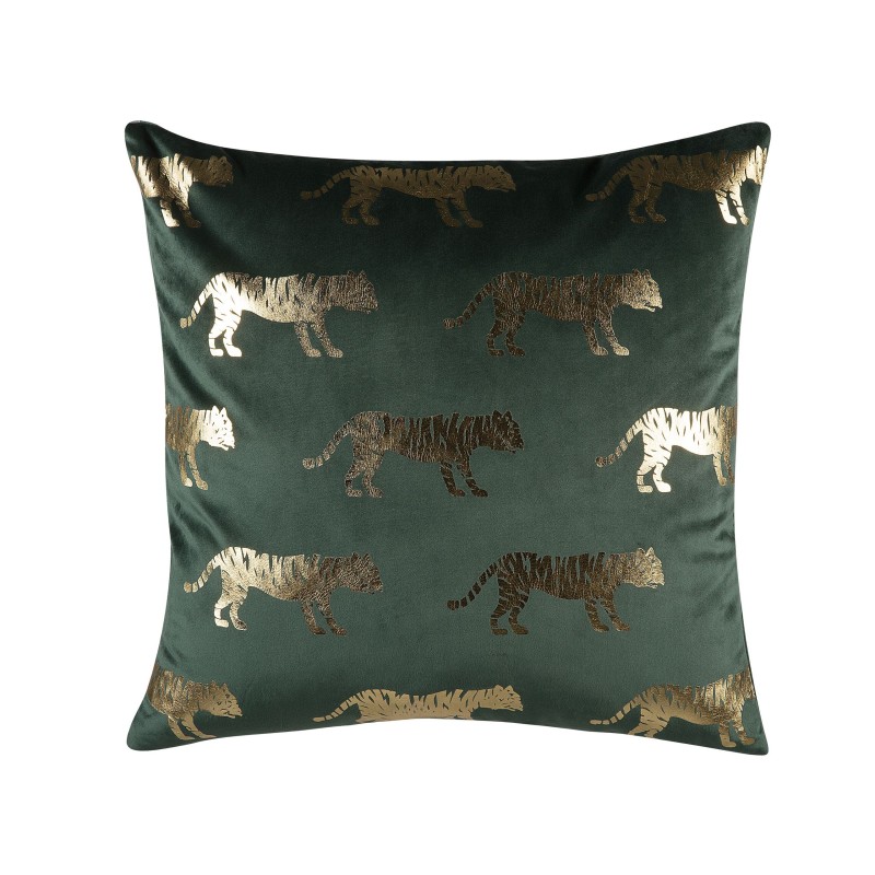 Zestaw 2 poduszek dekoracyjnych BLUEBELL Welur 45 x 45 cm Ciemnozielony Wzór zwierzęcy