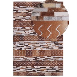 Dywan patchwork skórzany 160 x 230 cm brązowy HEREKLI