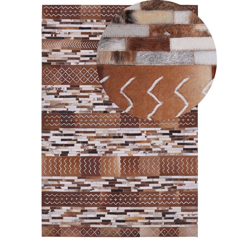 Dywan patchwork skórzany 160 x 230 cm brązowy HEREKLI