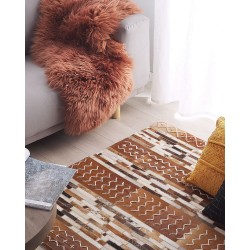 Dywan patchwork skórzany 160 x 230 cm brązowy HEREKLI