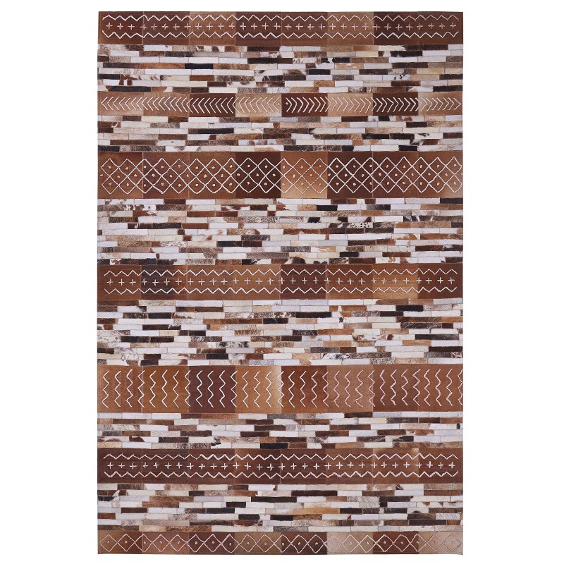 Dywan patchwork skórzany 160 x 230 cm brązowy HEREKLI