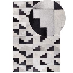Dywan patchwork skórzany 140 x 200 cm czarno-szary EFIRLI