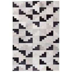 Dywan patchwork skórzany 140 x 200 cm czarno-szary EFIRLI
