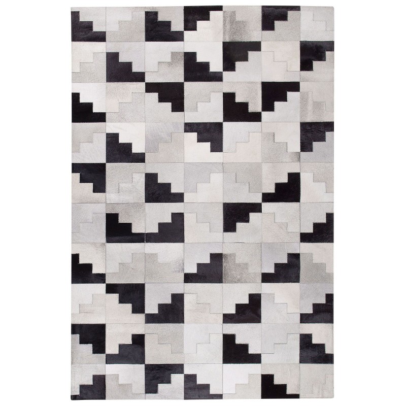 Dywan patchwork skórzany 140 x 200 cm czarno-szary EFIRLI