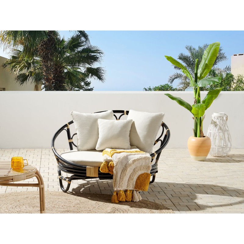 Łóżko ogrodowe ROSSANO Rattan Czarny