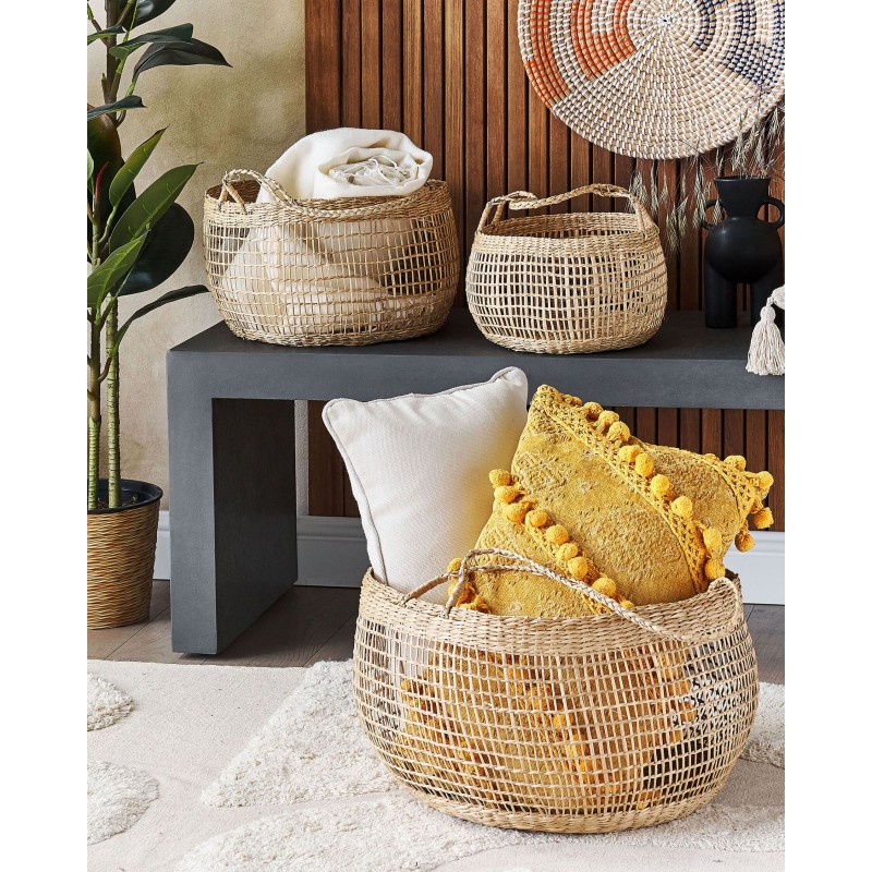 Zestaw 3 koszy ARAPAIMA Trawa morska Naturalny