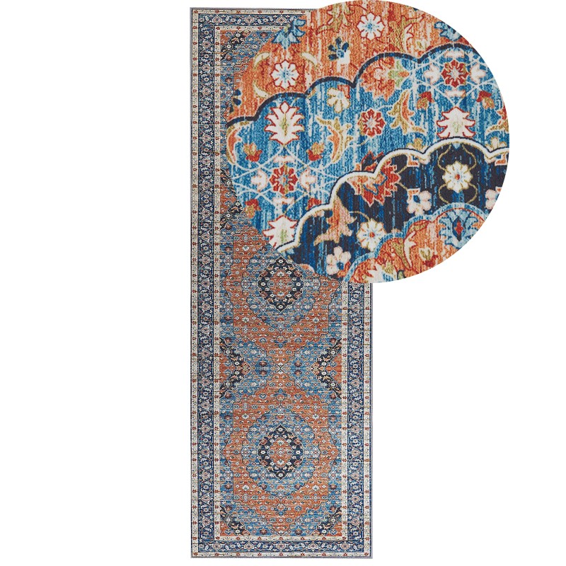 Dywan 80 x 240 cm niebieski z pomarańczowym MIDALAM